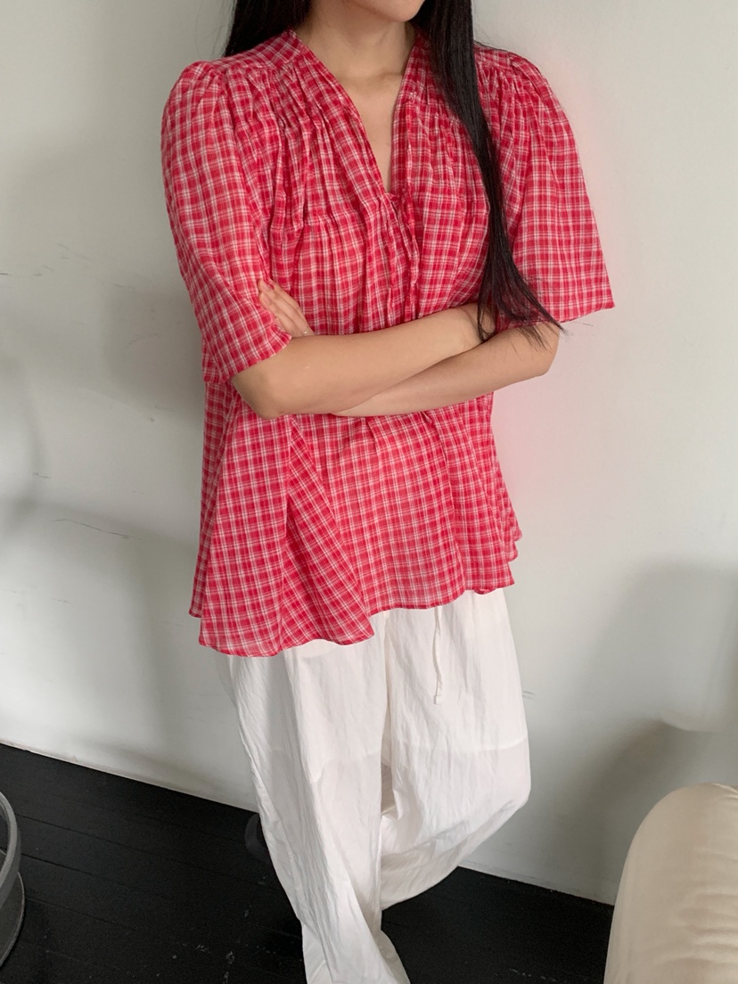 GOYOU東大門㊣代購女士新品時尚人氣25春夏真品襯衫蕾絲衫格紋de goyou襯衫/蕾絲衫