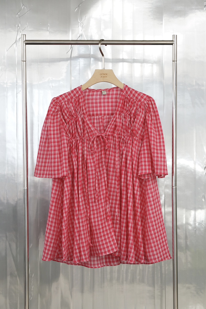 GOYOU東大門㊣代購女士新品時尚人氣25春夏真品襯衫蕾絲衫格紋de goyou襯衫/蕾絲衫