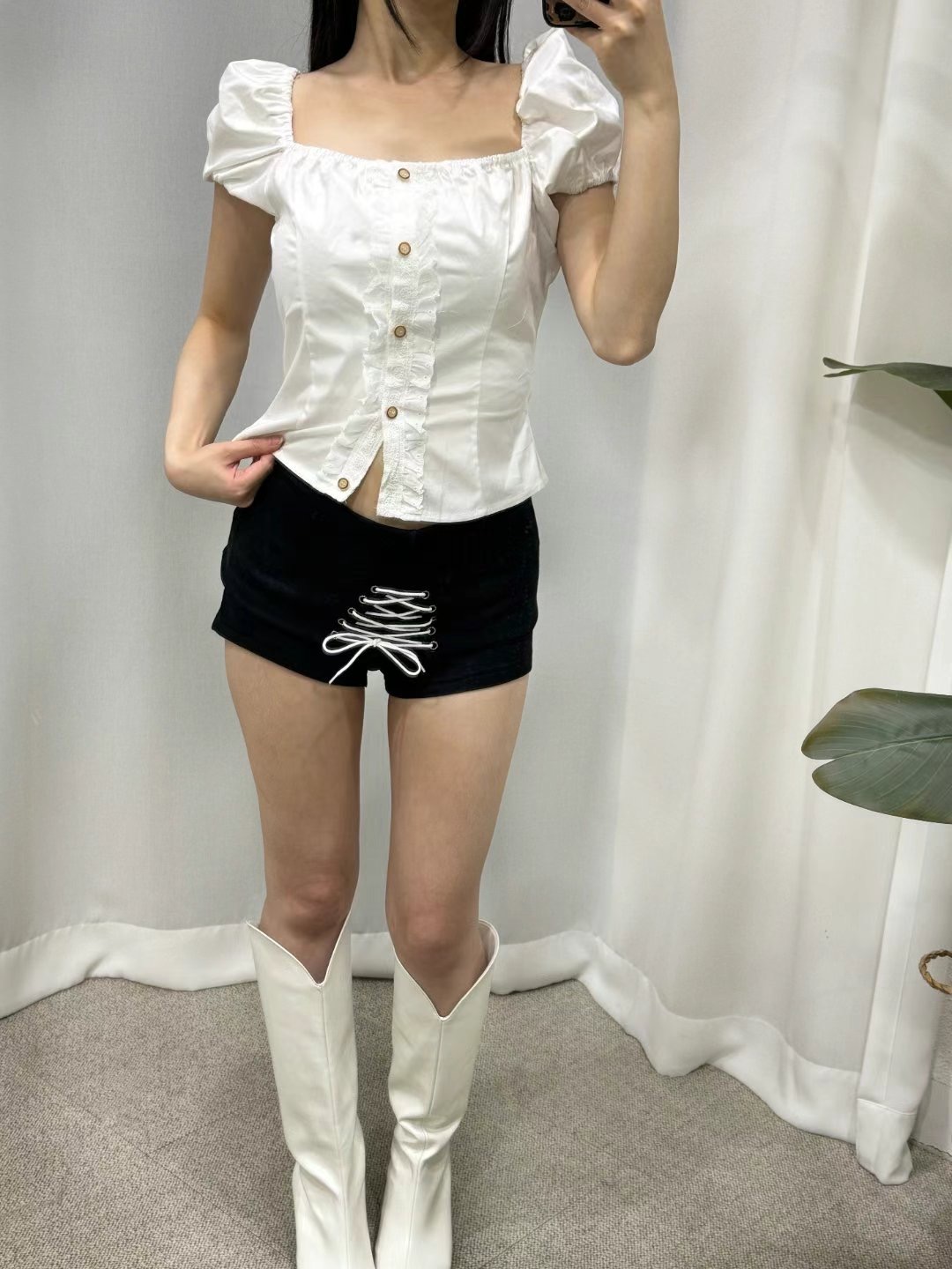 BOY MEET GIRL-T東大門㊣實拍女裝新品休閑職業襯衫蕾絲衫BOY MEET GIRL-T襯衫/蕾絲衫