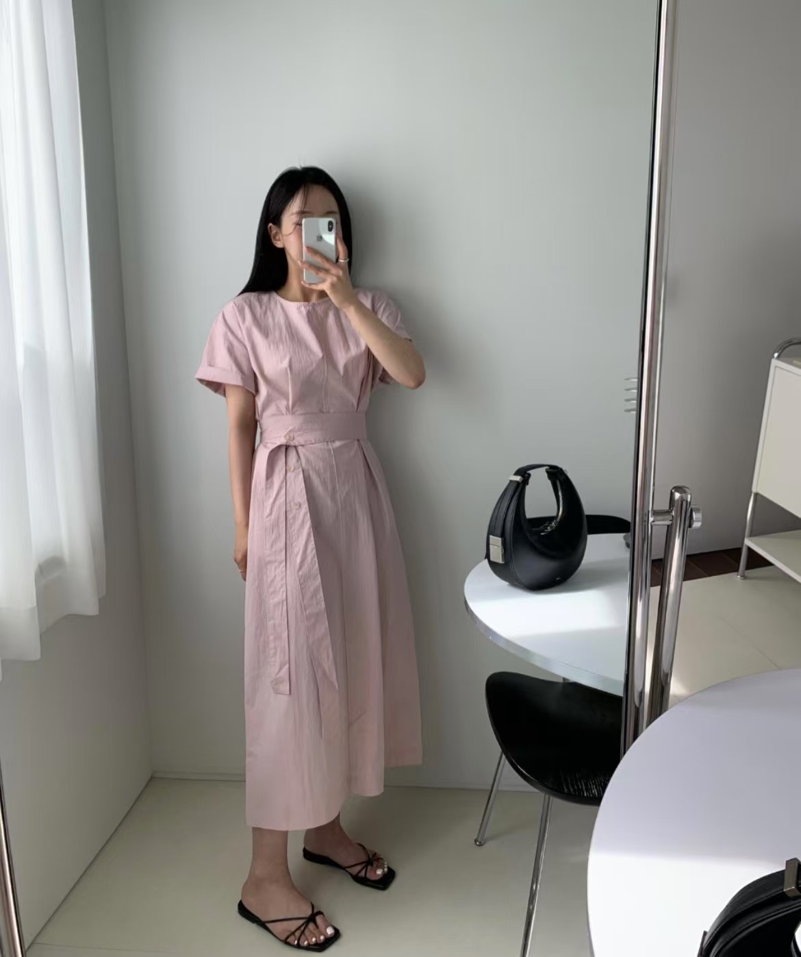 STYLE SCRAP-OT東大門㊣實拍女裝新品職業連衣裙含腰帶紐扣STYLE SCRAP-OT連衣裙