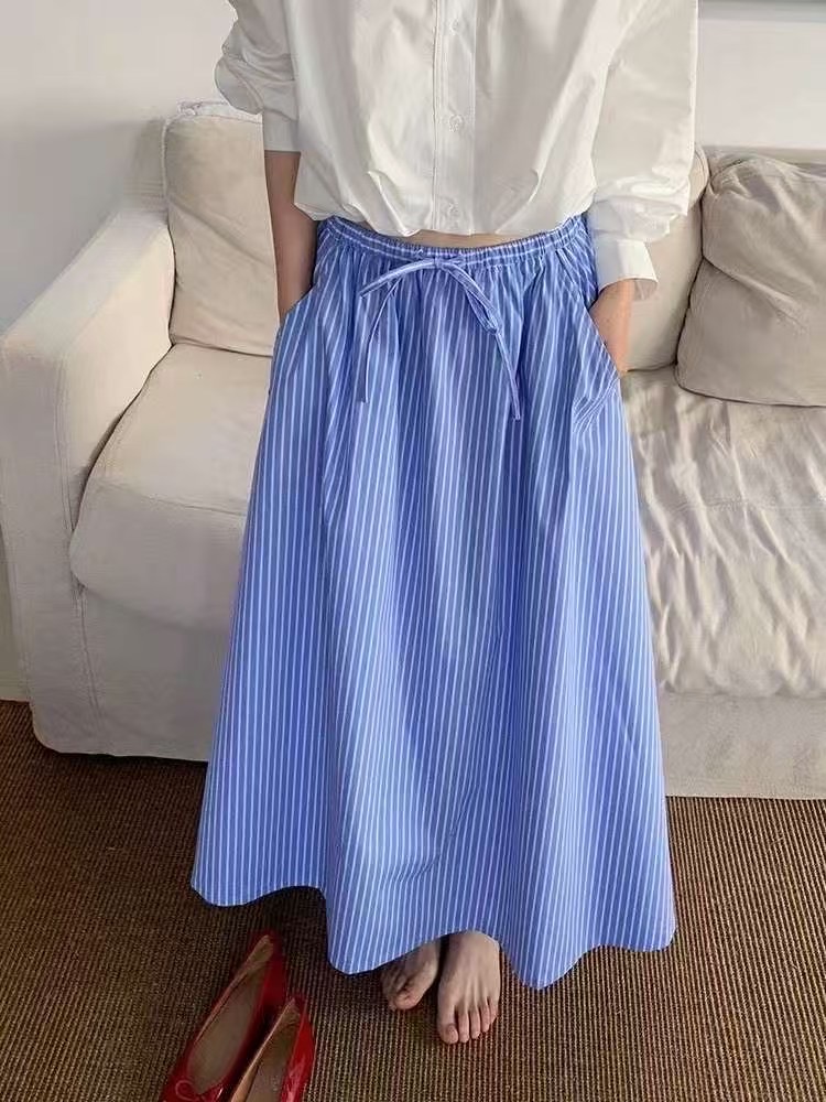 VERA韓國代購㊣女裝新款職業時尚熱賣真品推薦25春夏長裙條紋VERA長裙