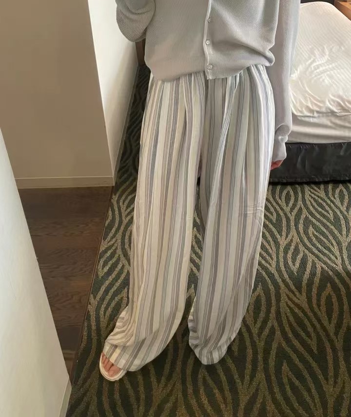 VERA韓國代購㊣女士新品職業人氣休閑25春夏休閑褲亞麻條紋VERA休閑褲