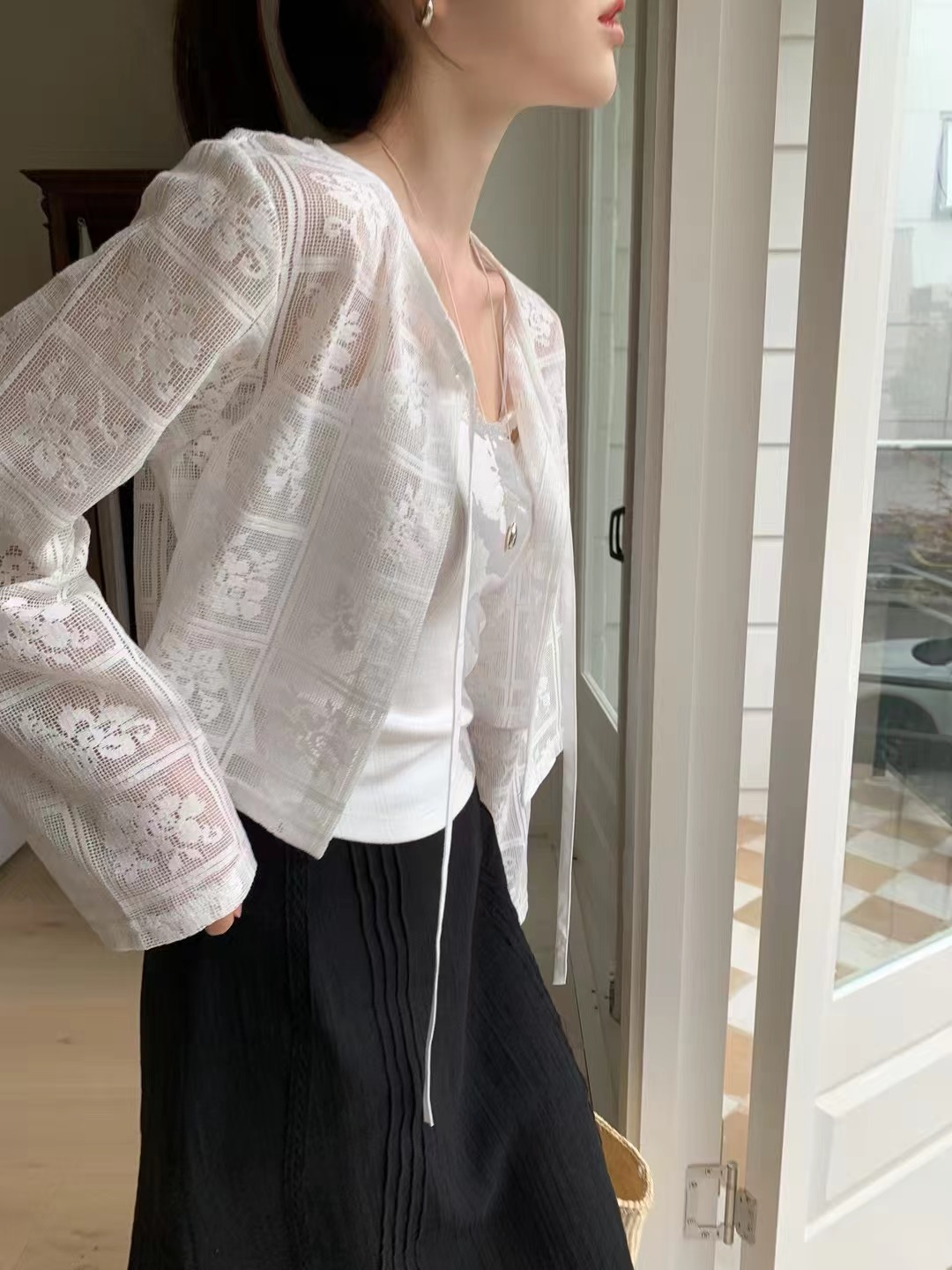 OUIR東大門㊣實拍女士新款熱賣25春夏真品時尚人氣襯衫蕾絲衫OUIR襯衫/蕾絲衫