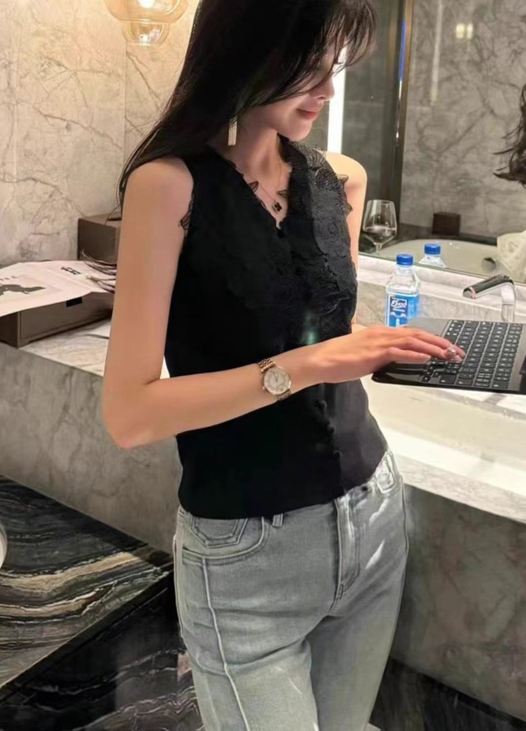 THE COCO韓國直郵㊣女士新款25春夏時尚人氣推薦熱賣吊帶背心THE COCO吊帶/背心
