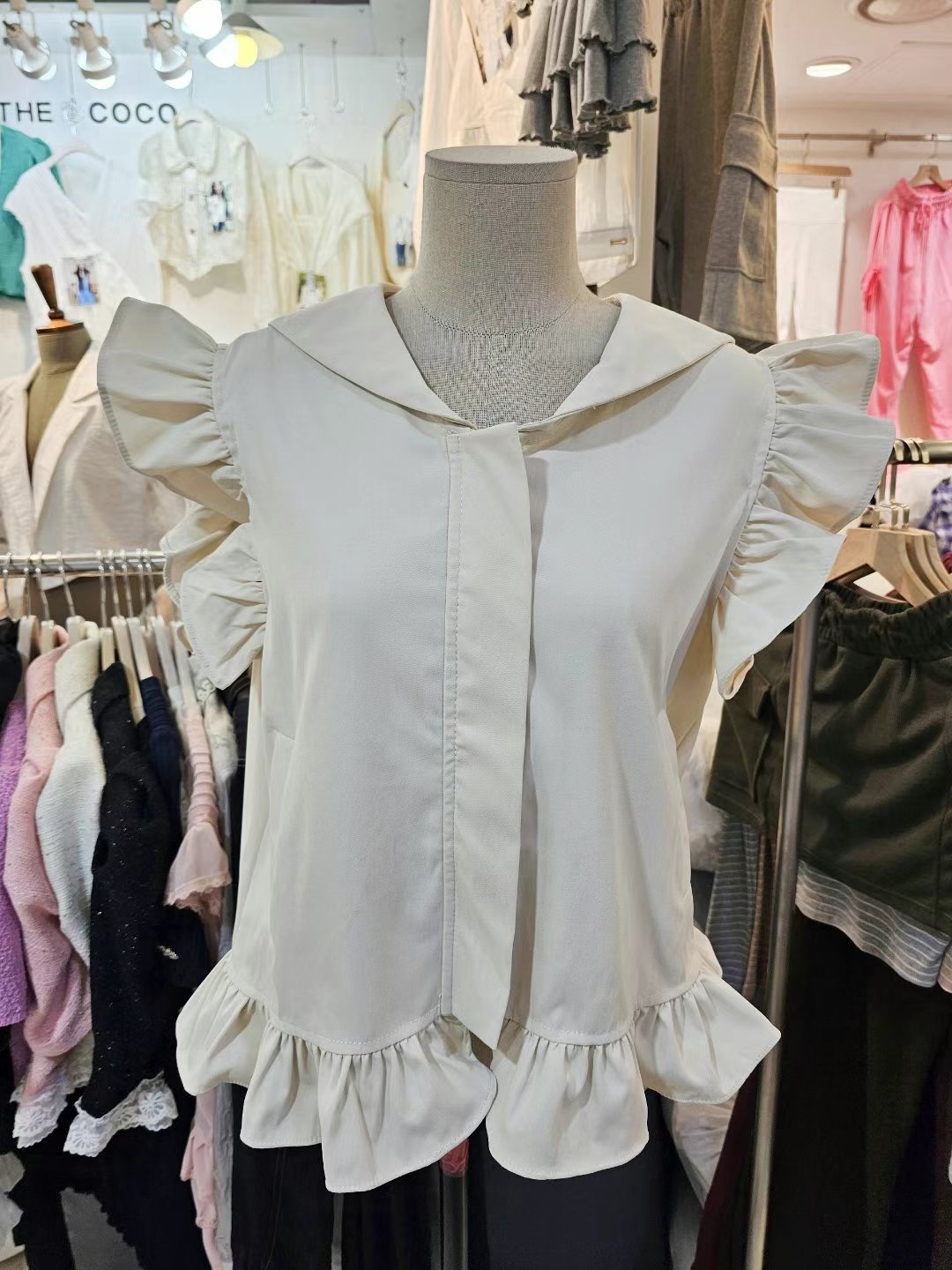 THE COCO東大門㊣實拍女裝新品推薦25春夏真品吊帶背心荷葉邊THE COCO吊帶/背心