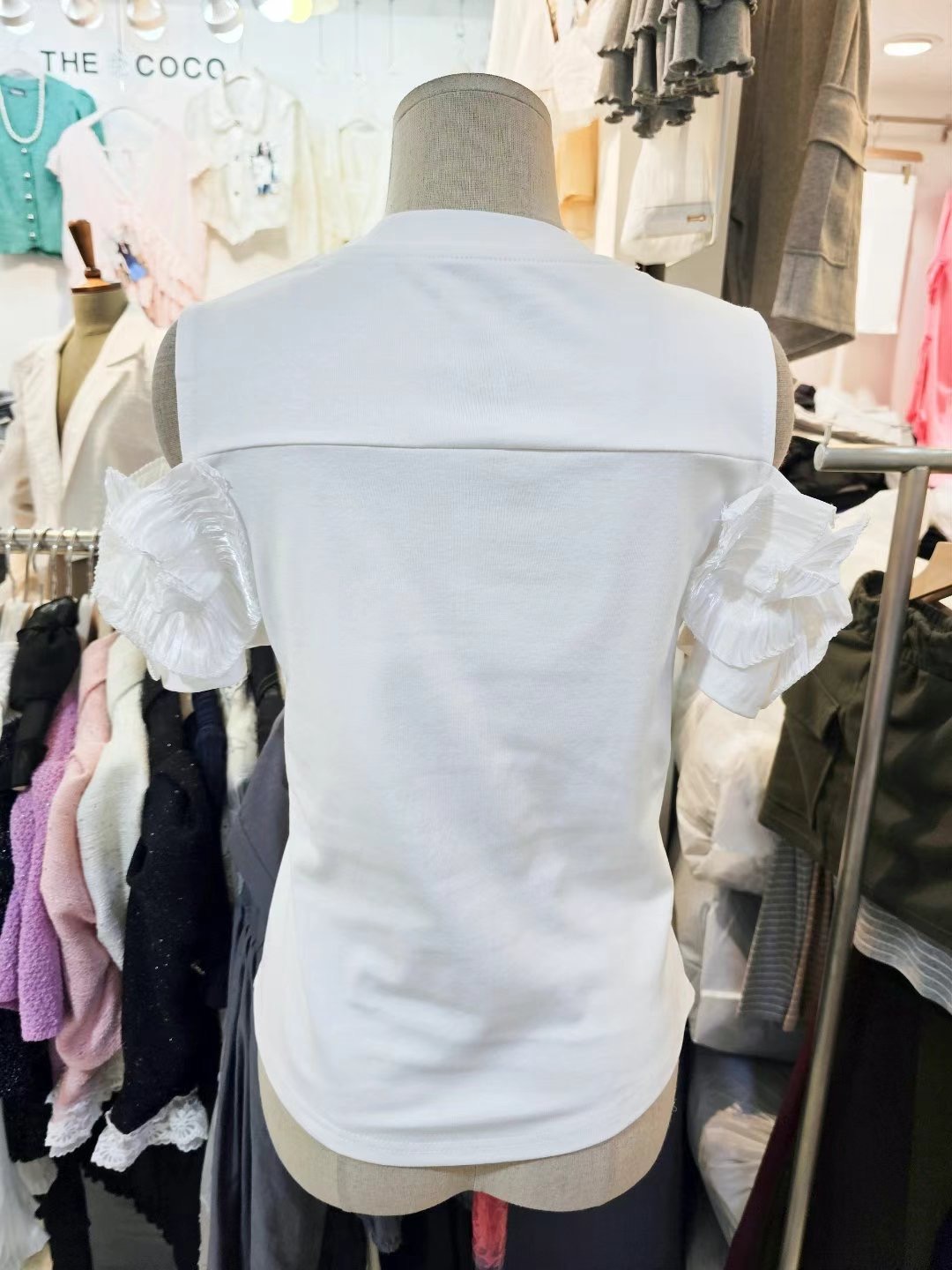 THE COCO東大門㊣實拍女士新款休閑時尚職業襯衫蕾絲衫荷葉邊THE COCO襯衫/蕾絲衫