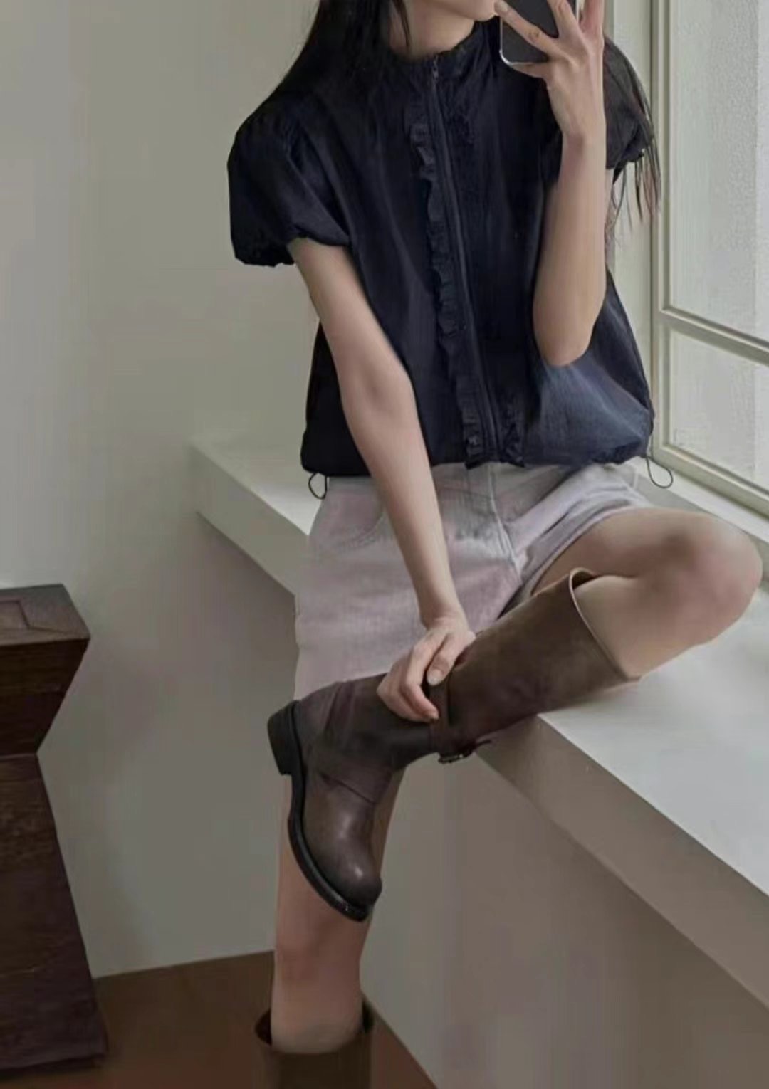 THE COCO韓國直郵㊣女裝新品休閑職業推薦真品熱賣夾克荷葉邊THE COCO夾克