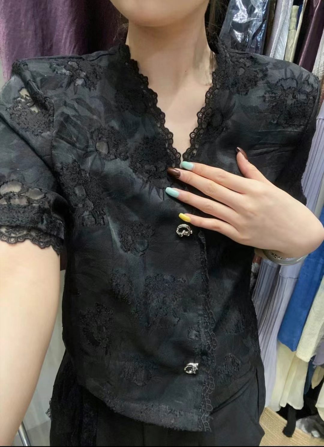 THE COCO韓國直郵㊣女裝新品時尚休閑職業人氣熱賣襯衫蕾絲衫THE COCO襯衫/蕾絲衫
