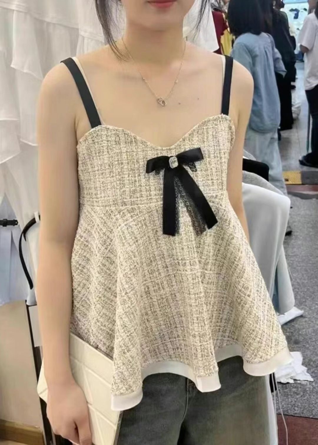 THE COCO韓國直郵㊣女士新款休閑25春夏熱賣吊帶背心粗花呢THE COCO吊帶/背心