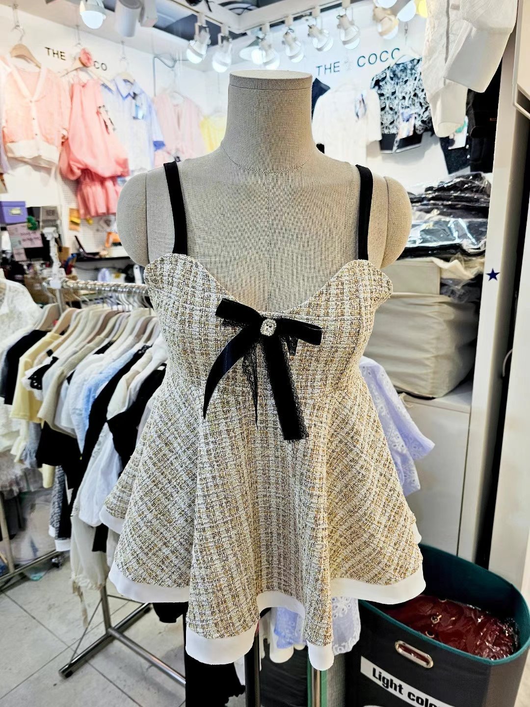 THE COCO韓國直郵㊣女士新款休閑25春夏熱賣吊帶背心粗花呢THE COCO吊帶/背心