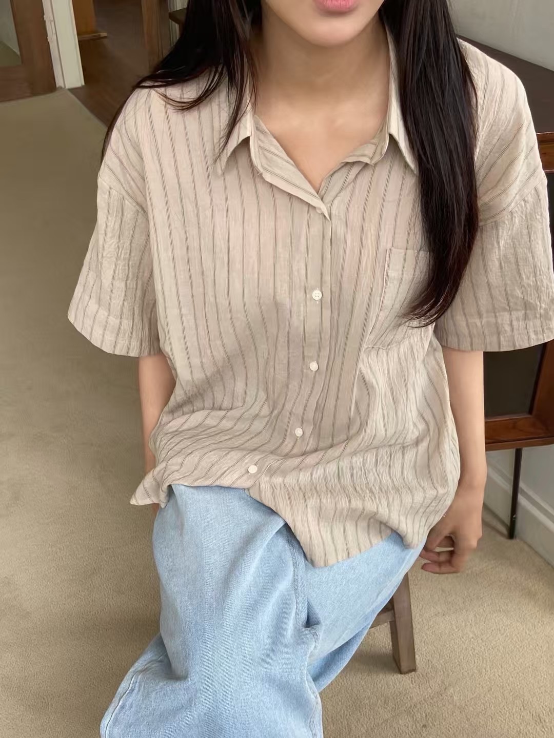 ALL OF US韓國直郵㊣女士新款人氣熱賣真品25春夏襯衫蕾絲衫ALL OF US襯衫/蕾絲衫圖色2
