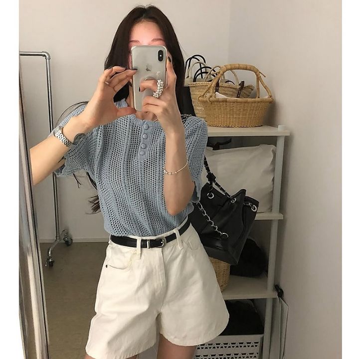 STAY HERE韓國直郵㊣女士新品休閑熱賣職業真品針織衫荷葉邊STAY HERE針織衫