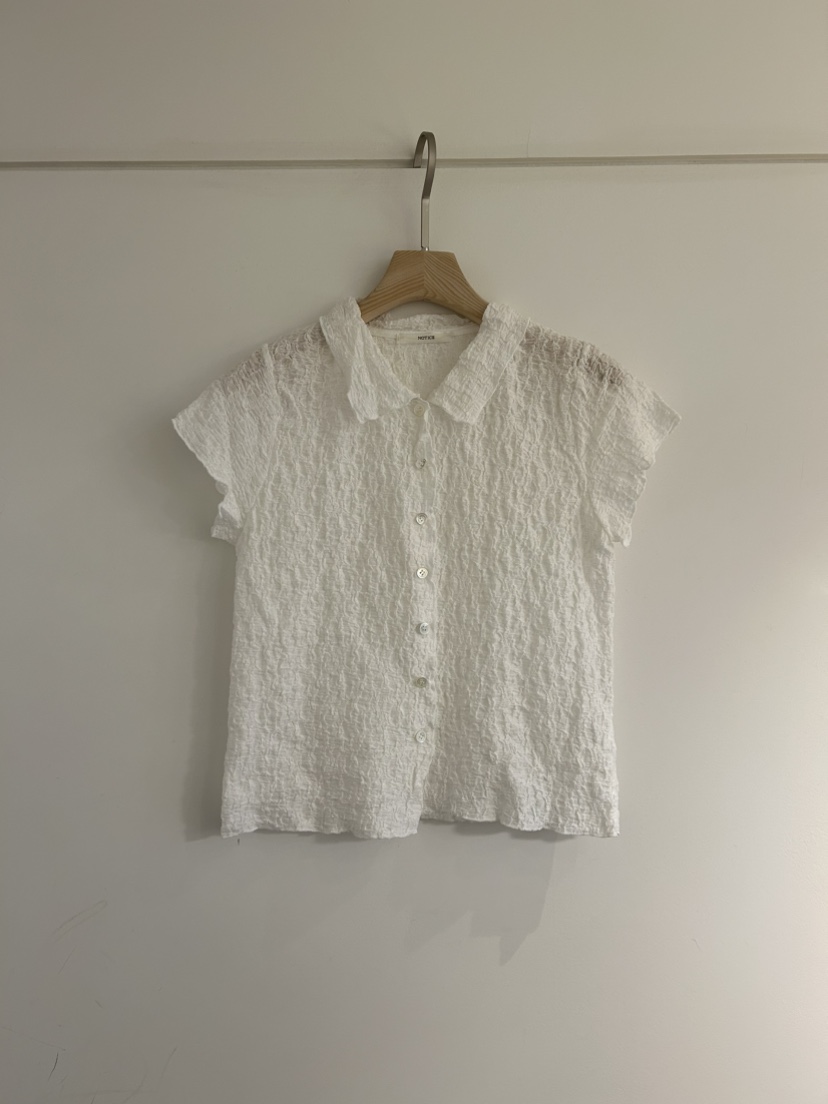 NOTICE韓國代購㊣女裝新品職業25春夏時尚人氣襯衫蕾絲衫短款NOTICE襯衫/蕾絲衫圖色1