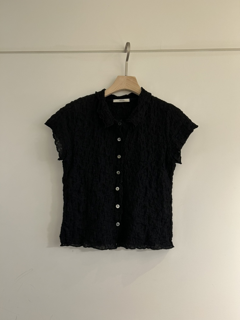 NOTICE韓國代購㊣女裝新品職業25春夏時尚人氣襯衫蕾絲衫短款NOTICE襯衫/蕾絲衫圖色2