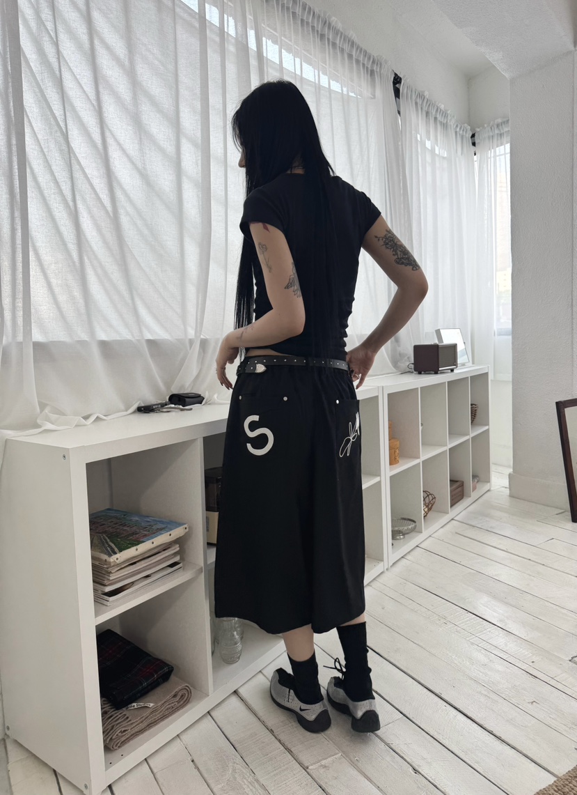 SEEOT東大門㊣實拍女士新款休閑熱賣短褲不含腰帶男女同款刺繡GGD短褲