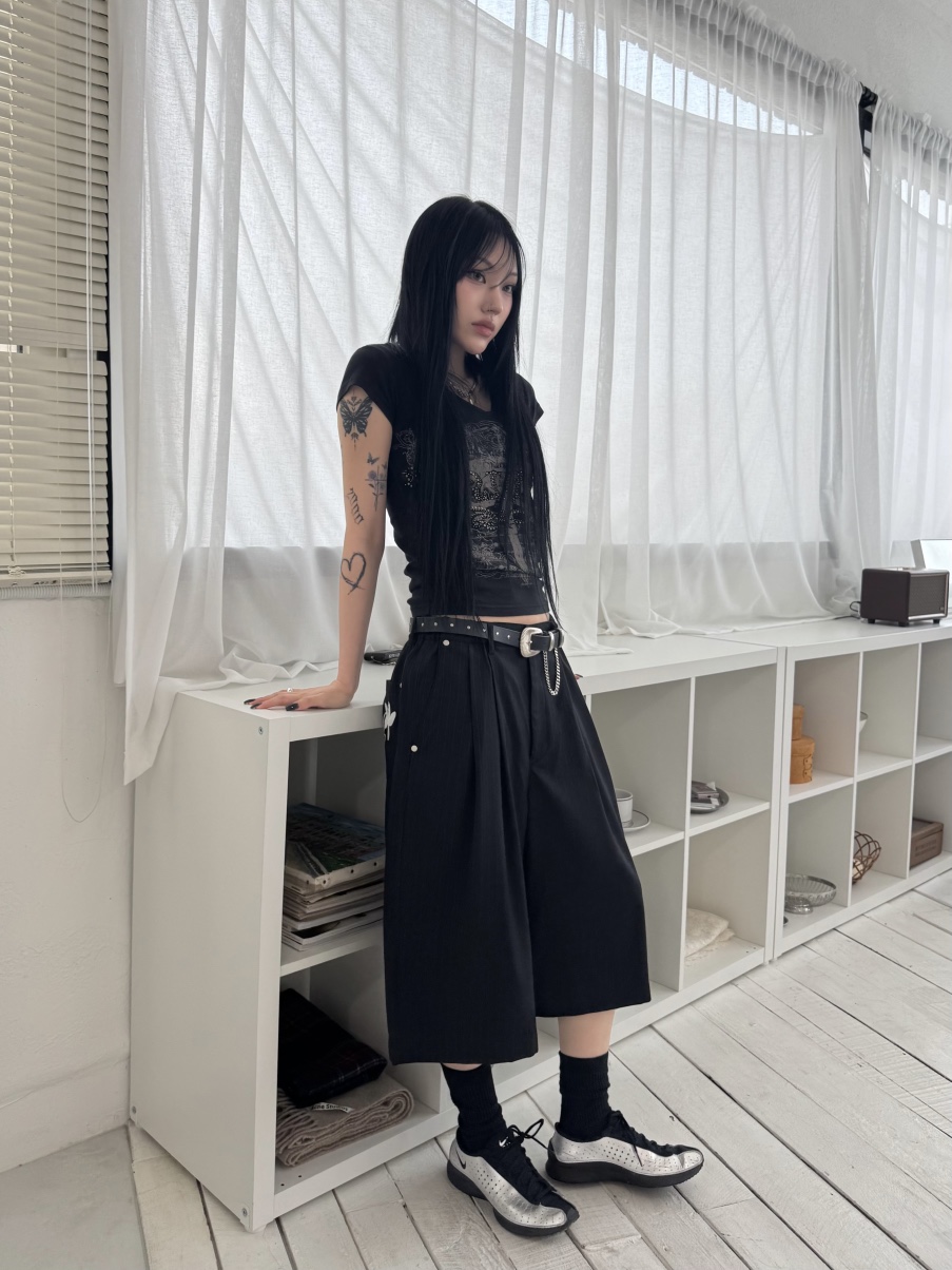 SEEOT東大門㊣實拍女士新款休閑熱賣短褲不含腰帶男女同款刺繡GGD短褲