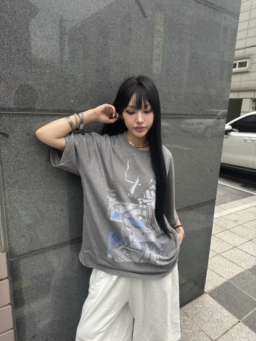 SEEOT韓國直郵㊣女士新款休閑25春夏時尚熱賣人氣T恤男女同款GGDT恤圖色1