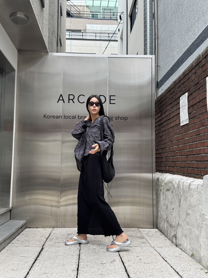 LIMLIMLIM東大門㊣實拍女裝新款真品熱賣休閑職業人氣長裙褶皺LIM LIM LIM長裙圖色2