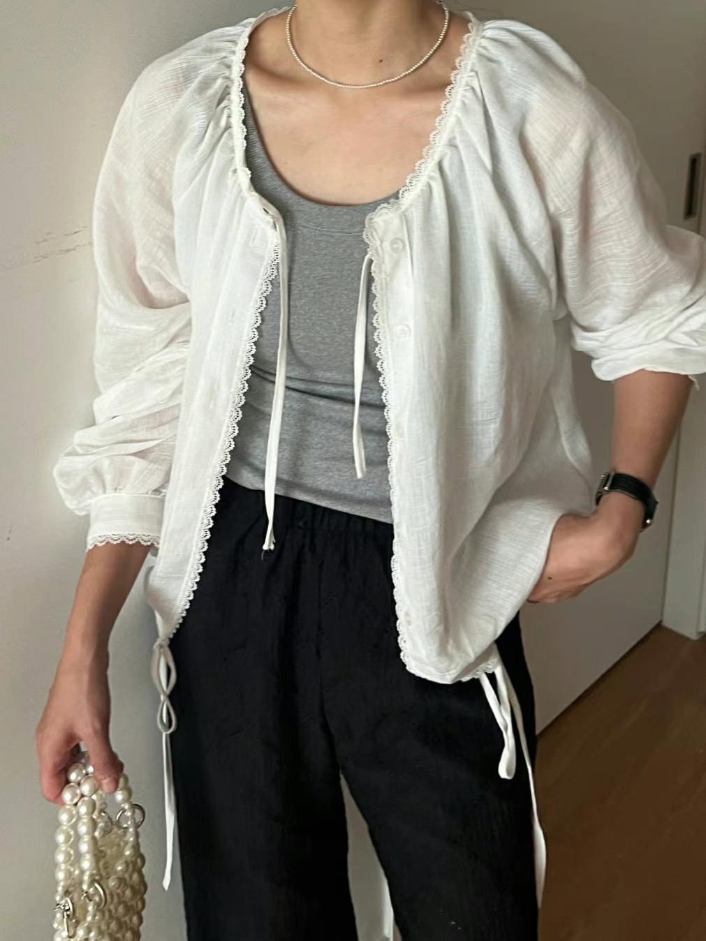 HONESTY-허니스티-T東大門㊣代購女士新品時尚襯衫蕾絲衫蕾絲開衫HONESTY襯衫/蕾絲衫