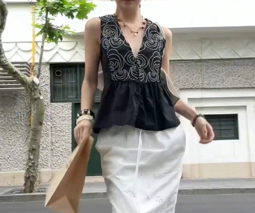 MARCIA-마샤-OT東大門㊣代購女裝新款25春夏休閑馬甲刺繡MARCIA馬甲