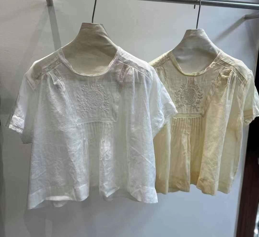 MARCIA-마샤-OT東大門㊣直郵女士新款休閑襯衫蕾絲衫刺繡MARCIA襯衫/蕾絲衫圖色2左二色
