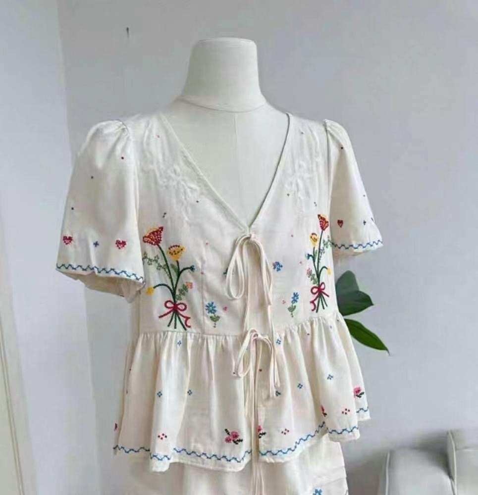 MARCIA-마샤-OT東大門㊣代購女裝新款推薦襯衫蕾絲衫刺繡MARCIA襯衫/蕾絲衫