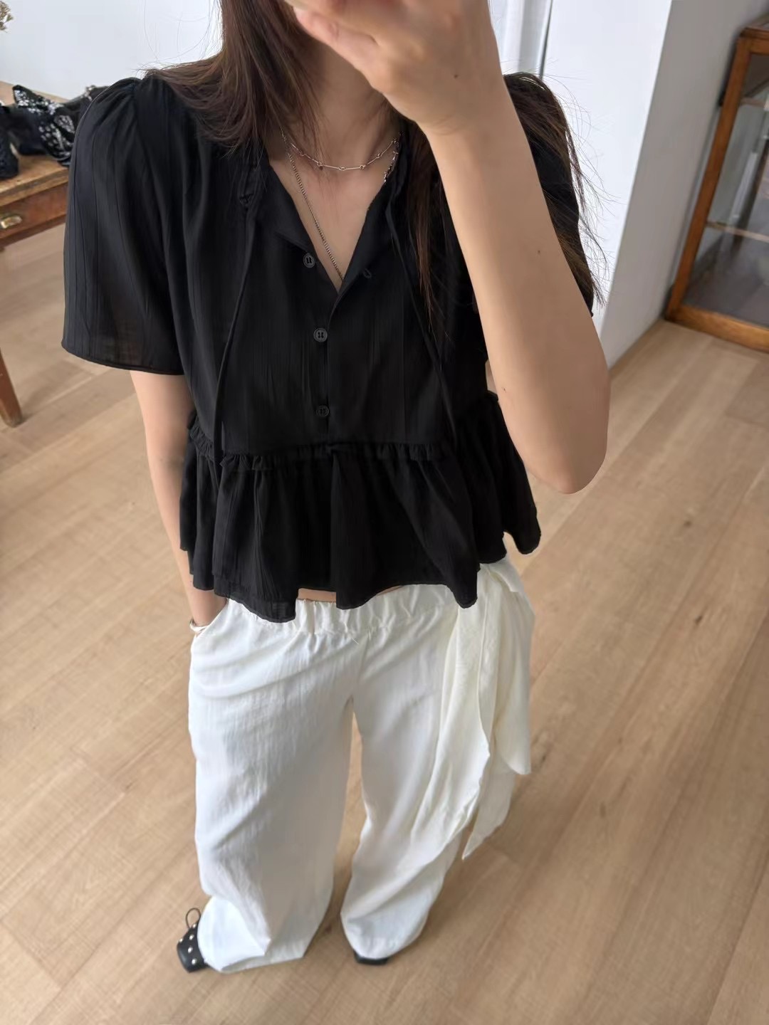 ONDA韓國直郵㊣女裝新品25春夏熱賣時尚職業推薦襯衫蕾絲衫ONDA襯衫/蕾絲衫