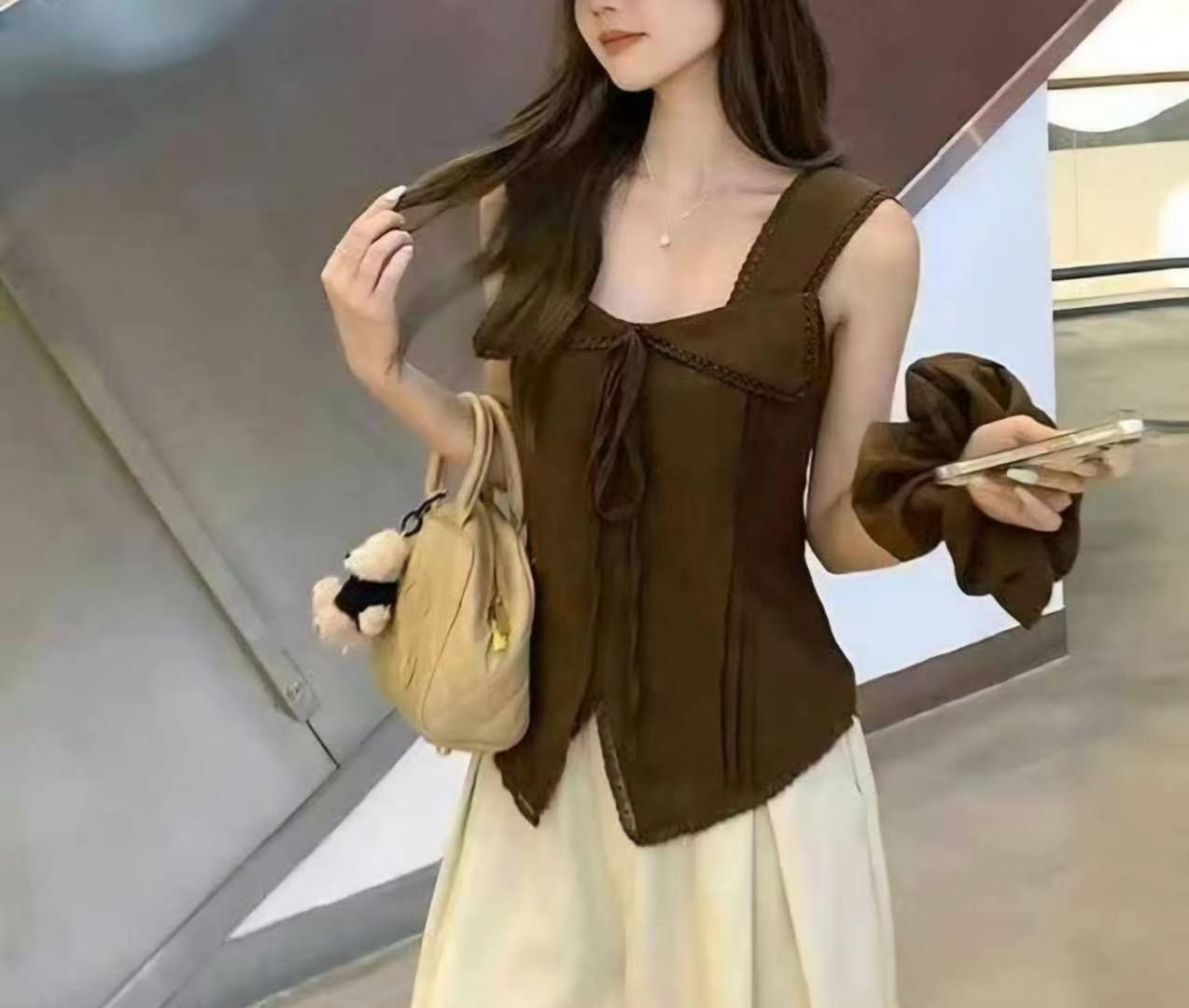 MARCIA-마샤-OT韓國代購㊣女裝新品25春夏推薦吊帶背心褶皺MARCIA吊帶/背心