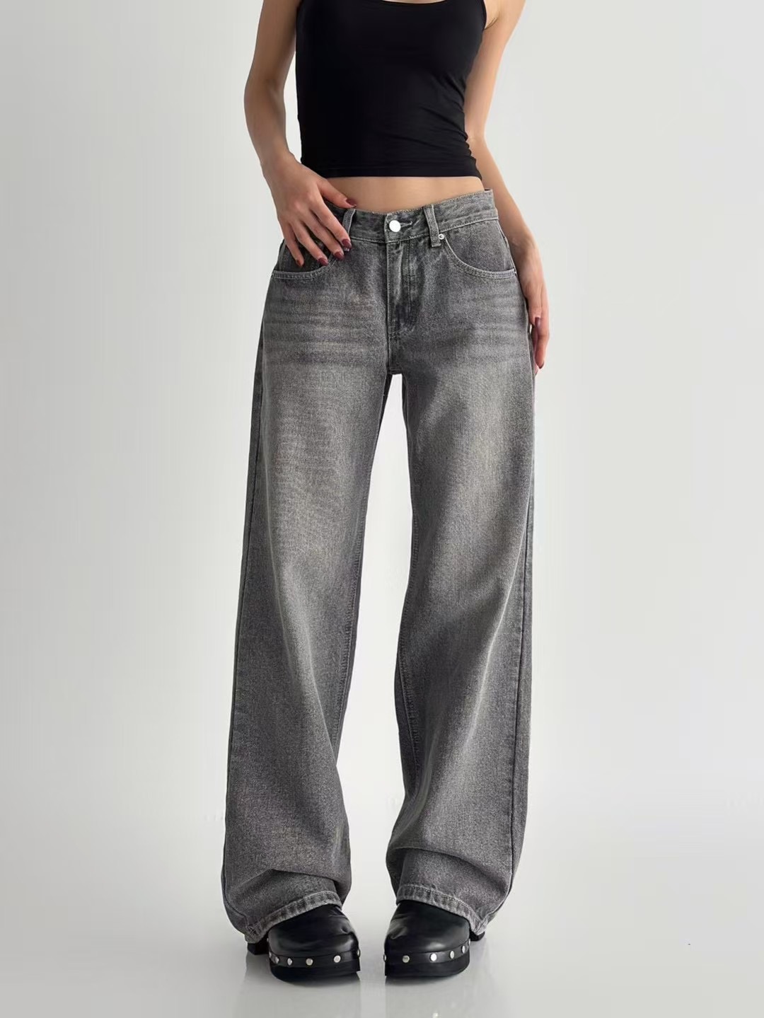 PUBLIC&amp;CO GIRL東大門㊣代購女士新品時尚25春夏牛仔褲PUBLIC&amp;CO GIRL牛仔褲圖色1
