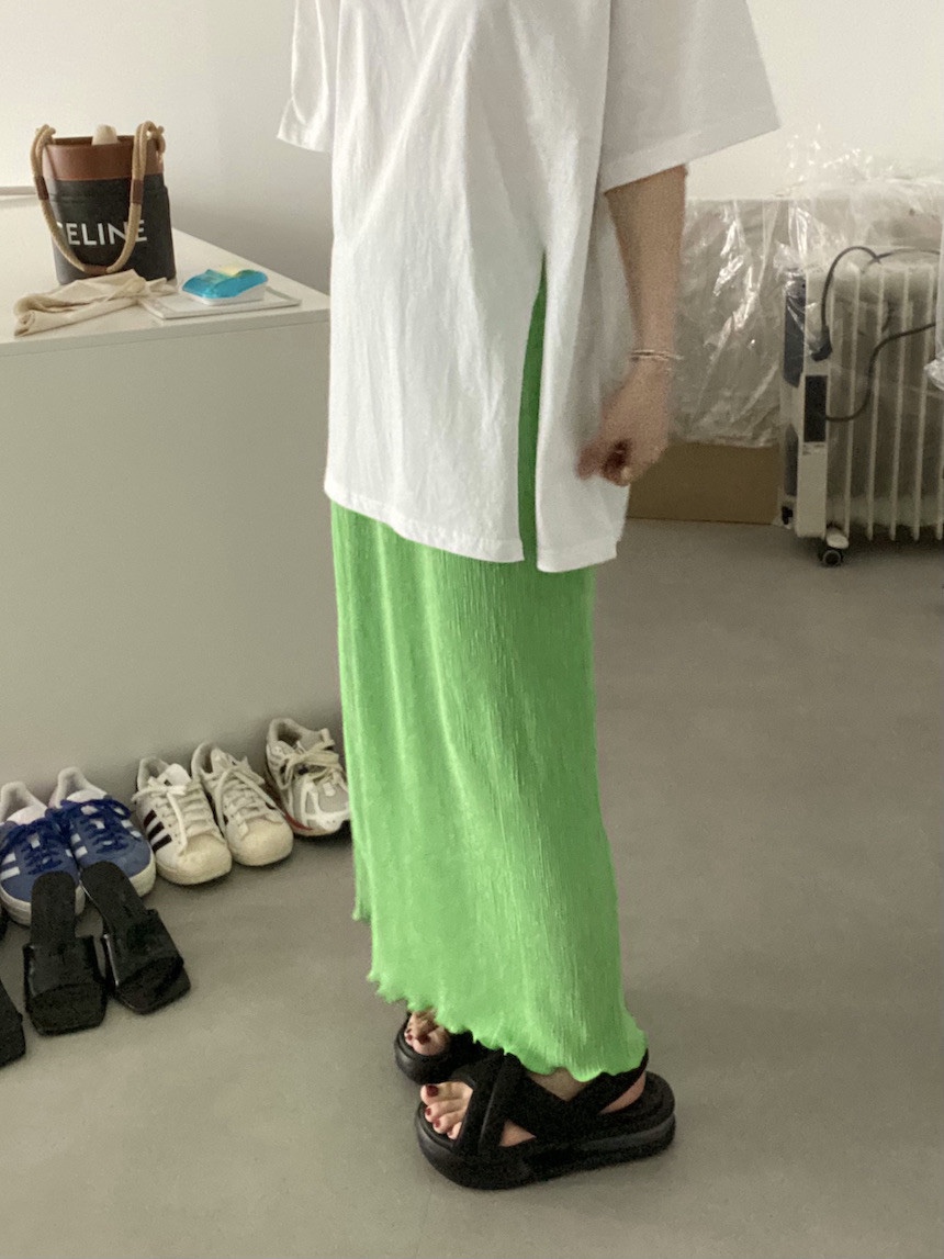 PLANTS ON GRAY東大門㊣實拍女裝新款熱賣真品人氣長裙百褶PLANTS ON GRAY長裙