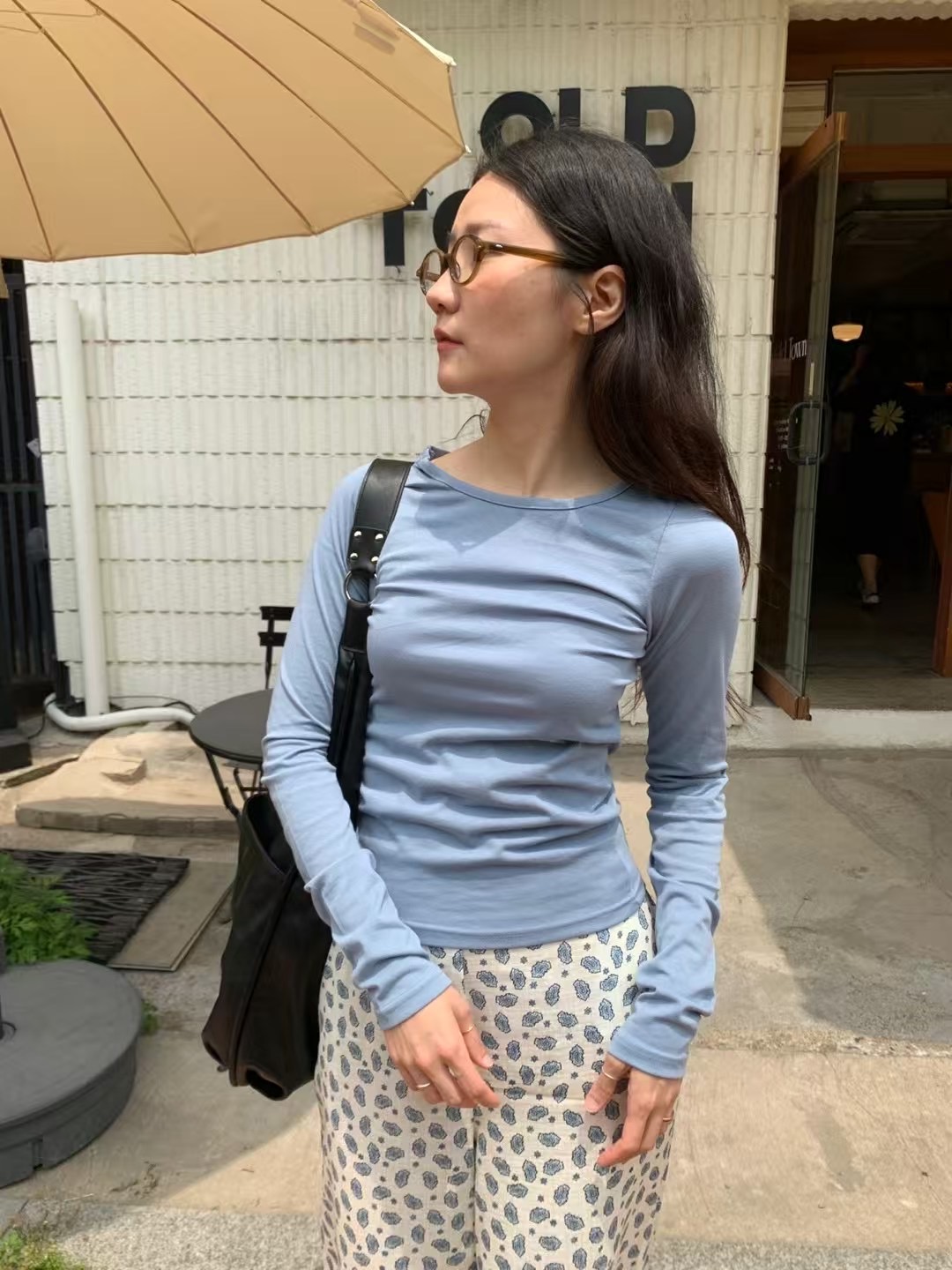 RARASHOW東大門㊣實拍女士新款休閑真品25春夏人氣職業長袖T恤RARASHOW長袖T恤