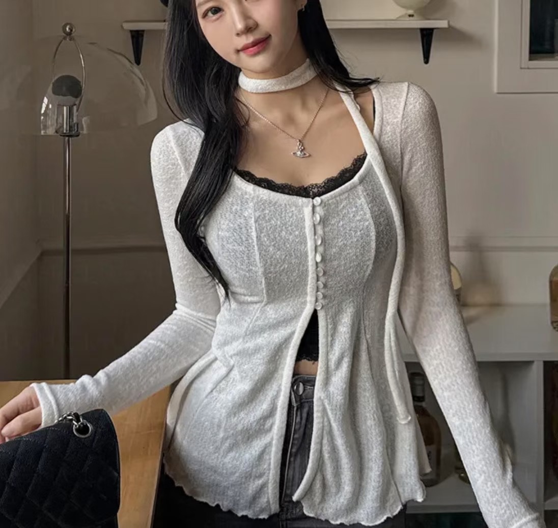 HOLYMOLY東大門㊣實拍女士新款時尚真品25春夏熱賣套裝含脖帶HOLYMOLY套裝圖色2