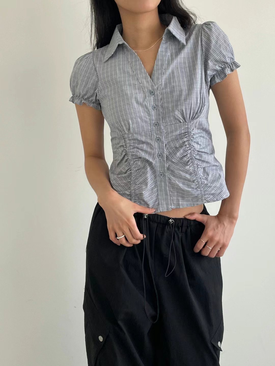 MOONGCHI韓國直郵㊣女士新款熱賣25春夏休閑人氣襯衫蕾絲衫MOONGCHI襯衫/蕾絲衫圖色2