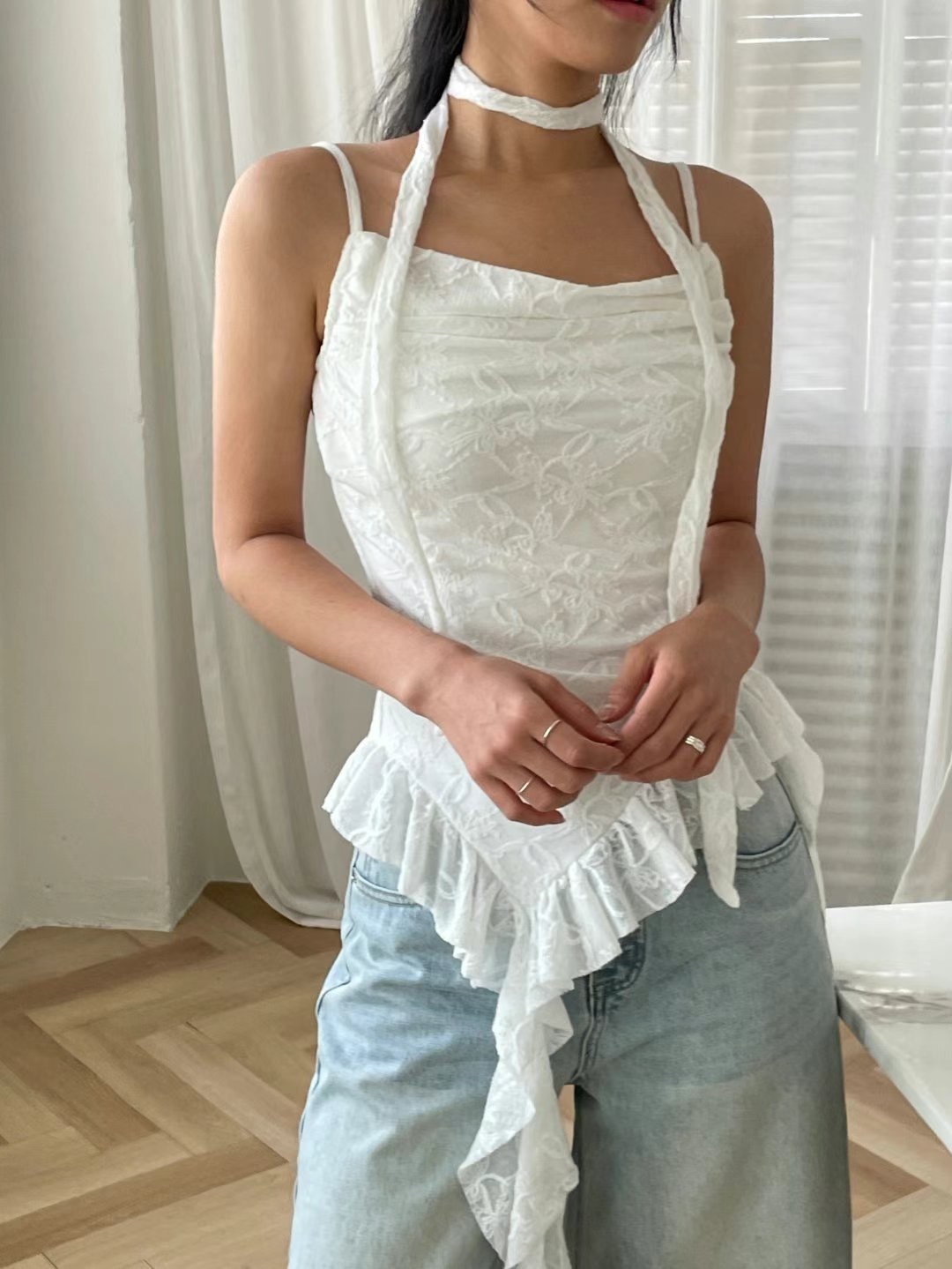 MOONGCHI東大門㊣實拍女士新品熱賣25春夏職業吊帶背心含脖帶MOONGCHI吊帶/背心