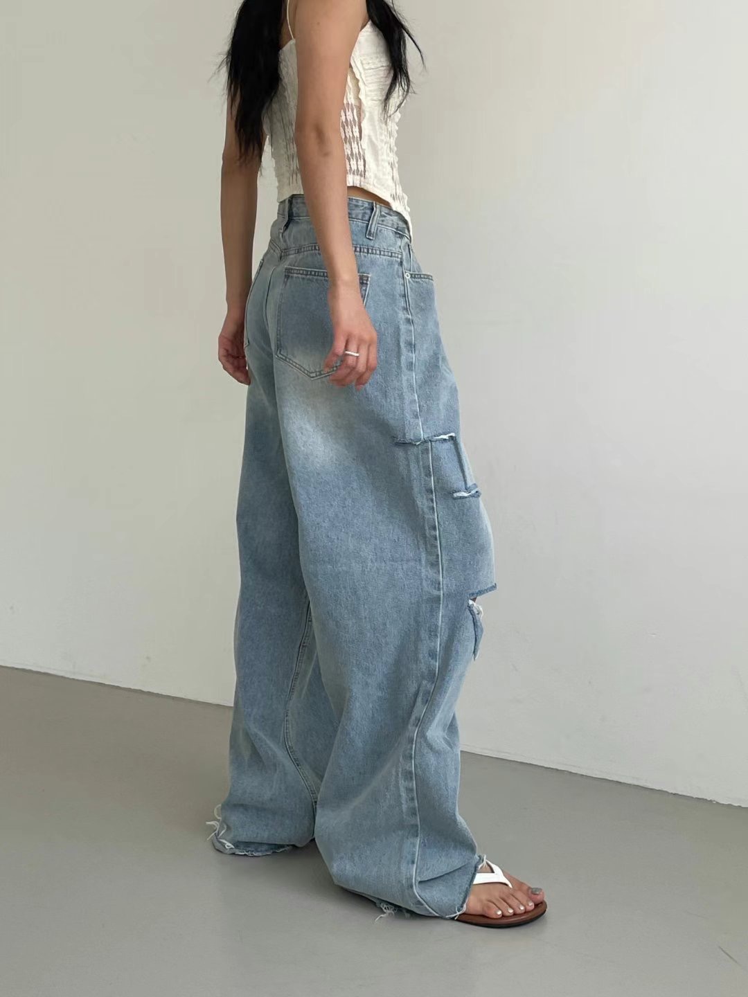 MOONGCHI東大門㊣代購女裝新品真品時尚25春夏推薦休閑牛仔褲MOONGCHI牛仔褲