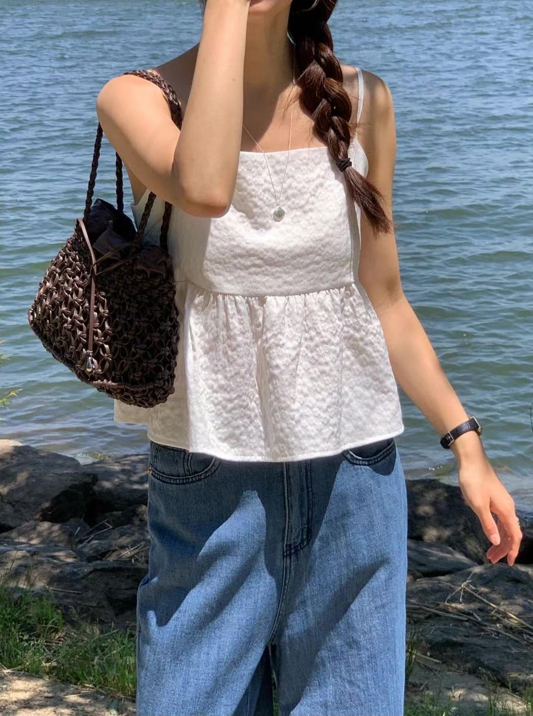 AREING韓國代購㊣女士新品熱賣人氣推薦25春夏時尚吊帶背心AREING吊帶/背心