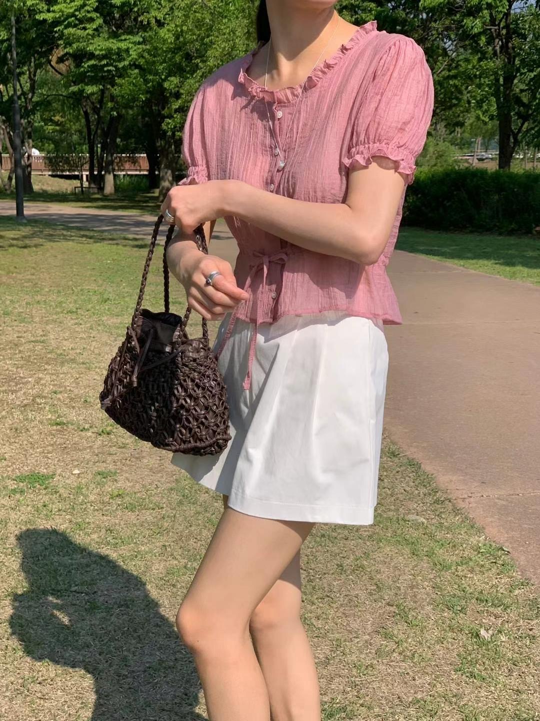 AREING東大門㊣代購女裝新款休閑時尚熱賣推薦25春夏襯衫蕾絲衫AREING襯衫/蕾絲衫圖色3