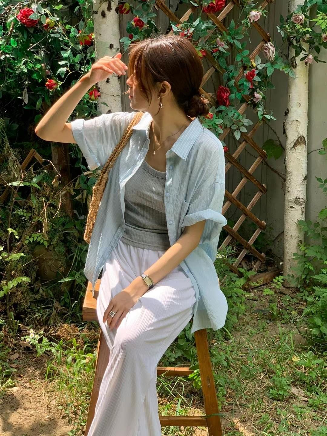 AREING東大門㊣代購女士新品推薦休閑25春夏職業襯衫蕾絲衫AREING襯衫/蕾絲衫