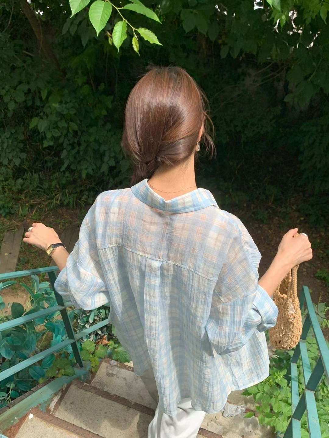 AREING東大門㊣直郵女裝新款休閑人氣25春夏職業襯衫蕾絲衫AREING襯衫/蕾絲衫