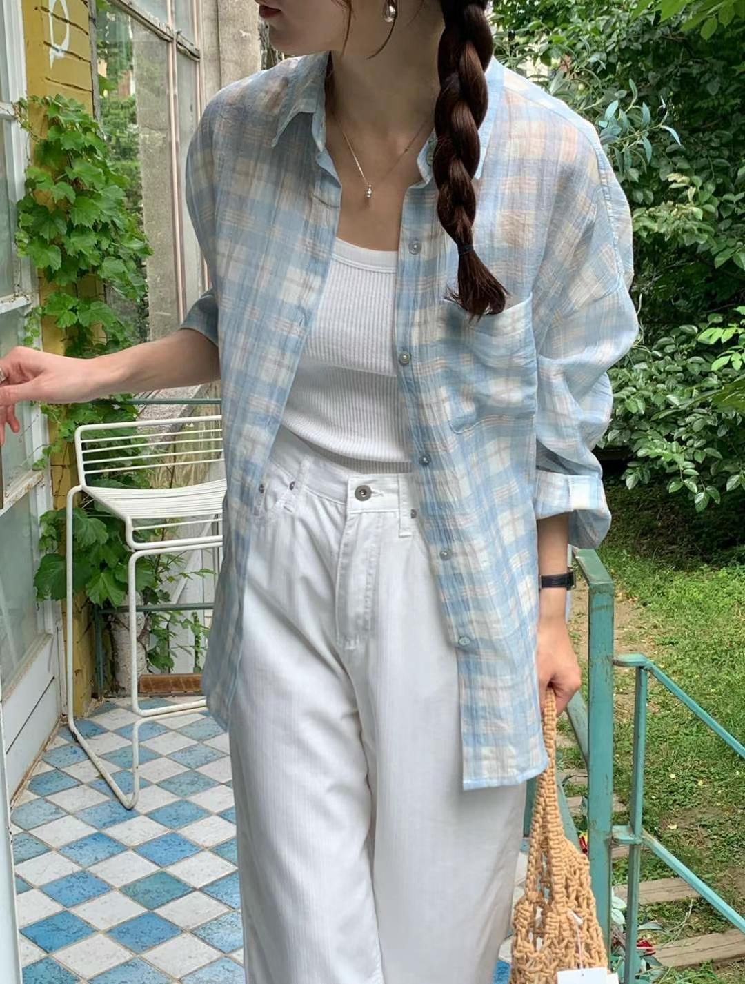AREING東大門㊣直郵女裝新款休閑人氣25春夏職業襯衫蕾絲衫AREING襯衫/蕾絲衫圖色2