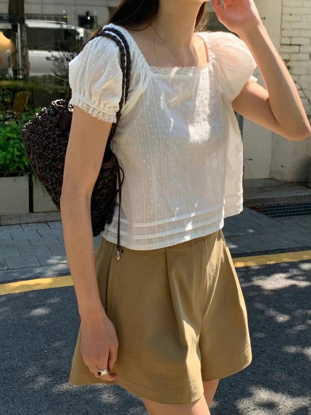 AREING韓國代購㊣女裝新品推薦休閑真品25春夏熱賣襯衫蕾絲衫AREING襯衫/蕾絲衫圖色2