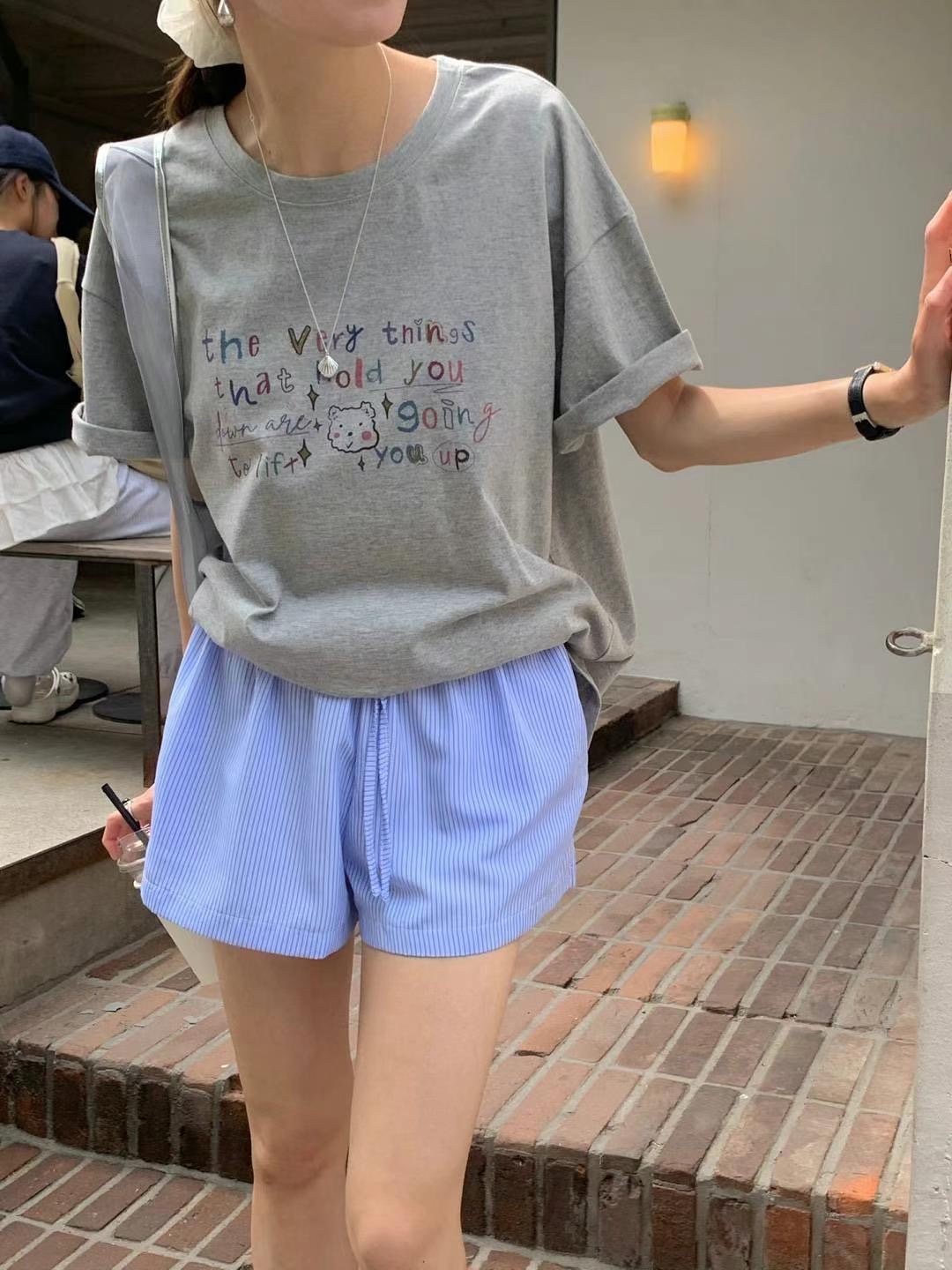 AREING東大門㊣直郵女裝新品熱賣休閑推薦人氣時尚真品25春夏T恤AREINGT恤圖色2