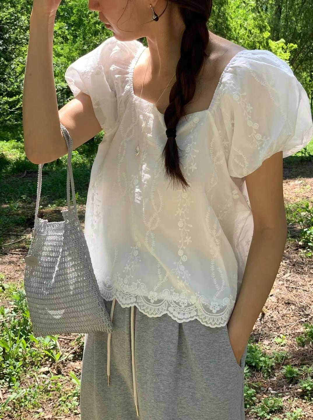 AREING東大門㊣直郵女士新品真品推薦人氣25春夏襯衫蕾絲衫AREING襯衫/蕾絲衫