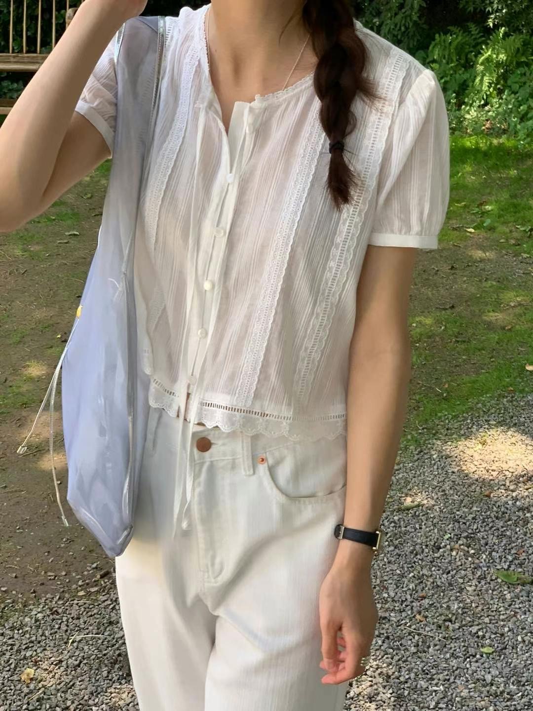 AREING東大門㊣直郵女士新款職業休閑人氣真品推薦襯衫蕾絲衫AREING襯衫/蕾絲衫