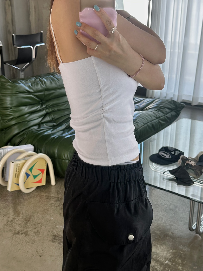 BYRING東大門㊣代購女裝新品熱賣時尚推薦職業吊帶背心褶皺BYRING吊帶/背心