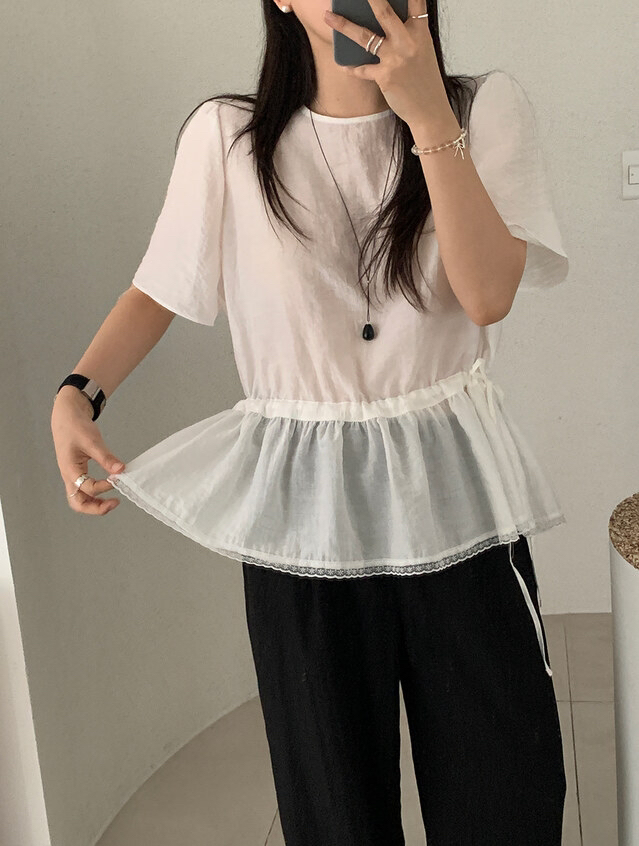 FRILL-T東大門㊣實拍女士新品推薦真品人氣職業襯衫蕾絲衫FRILL-T襯衫/蕾絲衫