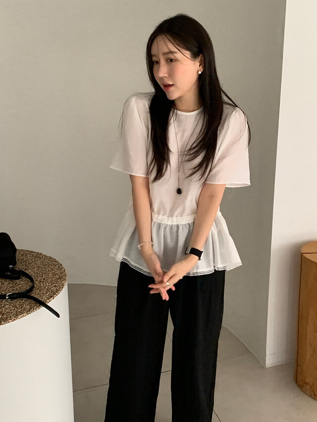 FRILL-T東大門㊣實拍女士新品推薦真品人氣職業襯衫蕾絲衫FRILL-T襯衫/蕾絲衫