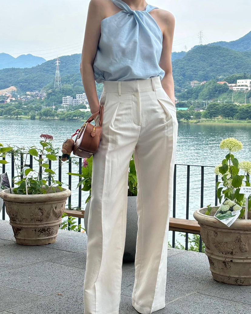 THE LOW東大門㊣直郵女士新款職業人氣25春夏推薦休閑褲亞麻THE LOW休閑褲