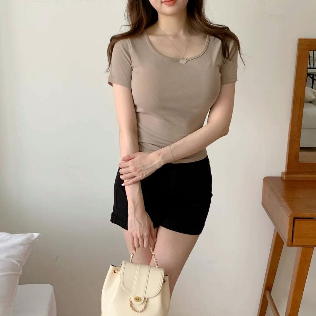 PUDDING韓國代購㊣女裝新品25春夏人氣推薦時尚真品職業T恤PUDDINGT恤圖色1