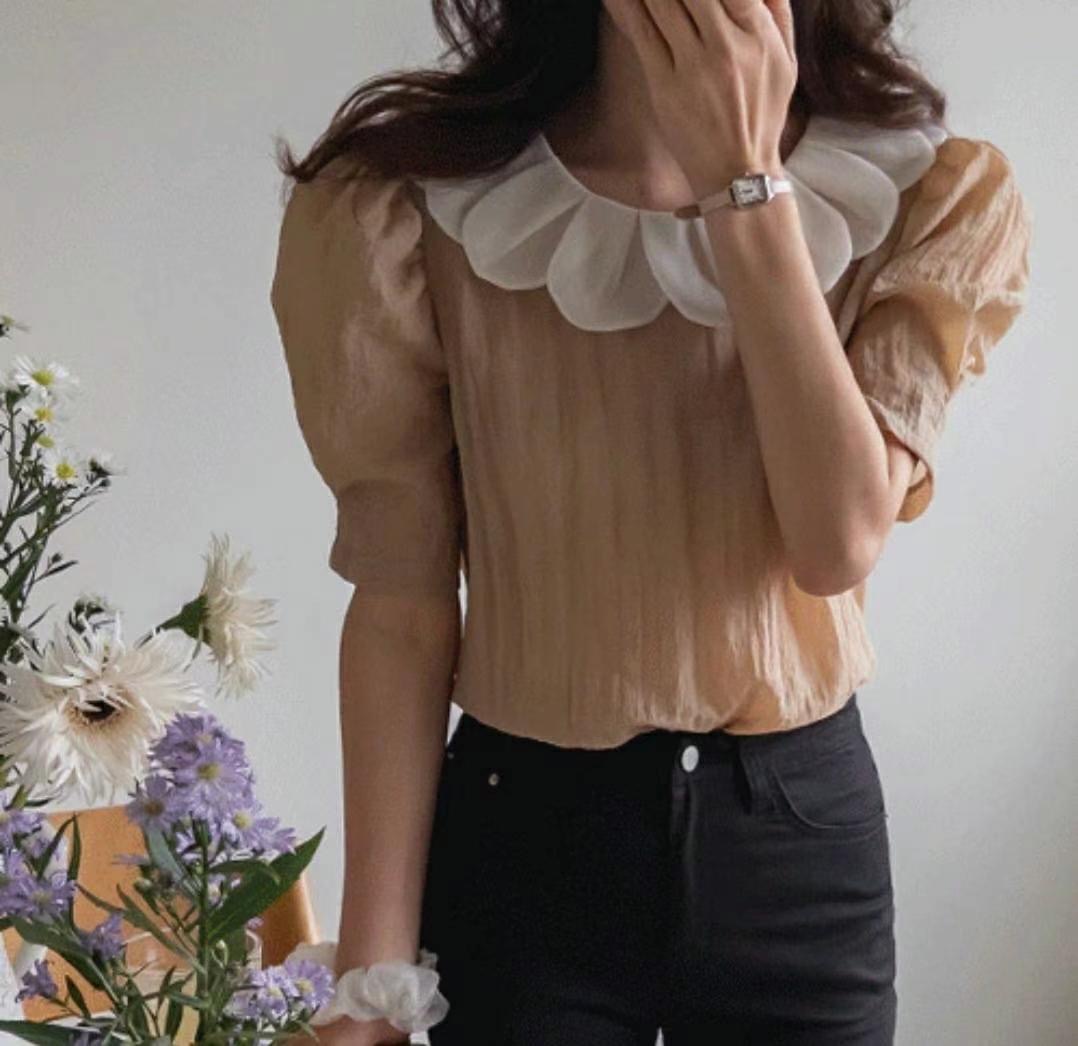NOON韓國直郵㊣女裝新款真品人氣推薦職業時尚休閑襯衫蕾絲衫NOON襯衫/蕾絲衫圖色2